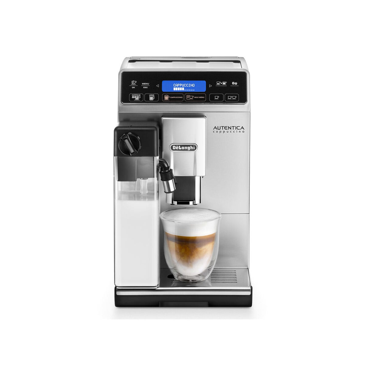 Osta tuote Superautomaattinen kahvinkeitin DeLonghi Cappuccino ETAM 29.660.SB Hopeinen Hopea 1450 W 15 bar 1,4 L verkkokaupastamme Korhone: Gourmet & Keittiö 10% alennuksella koodilla KORHONE